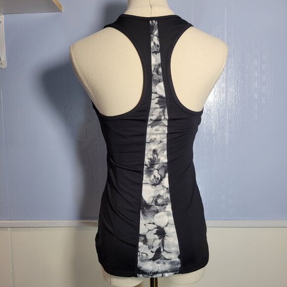 Ideology Extra Small Black White Floral Racerback Lightweight Workout Tank Top - Picture 6 of 9